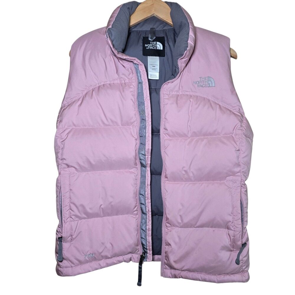The North Face 700 Down Puffer Vest Womens M Pink Full Zip Goose Down Stow